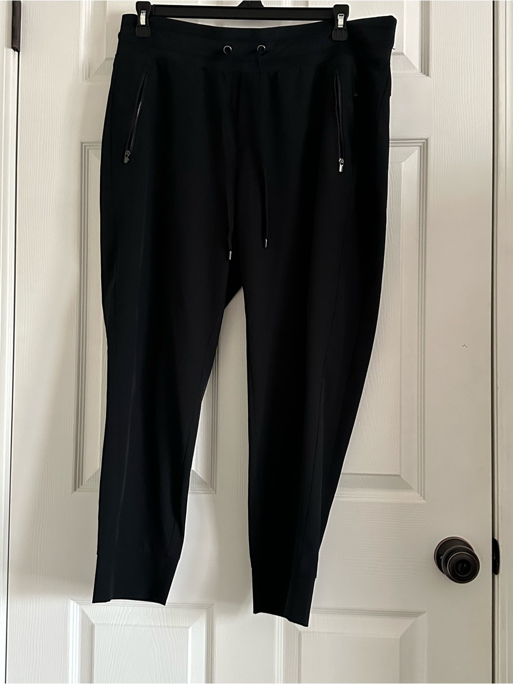 Womens Black Drawstring Joggers with Zip Pockets